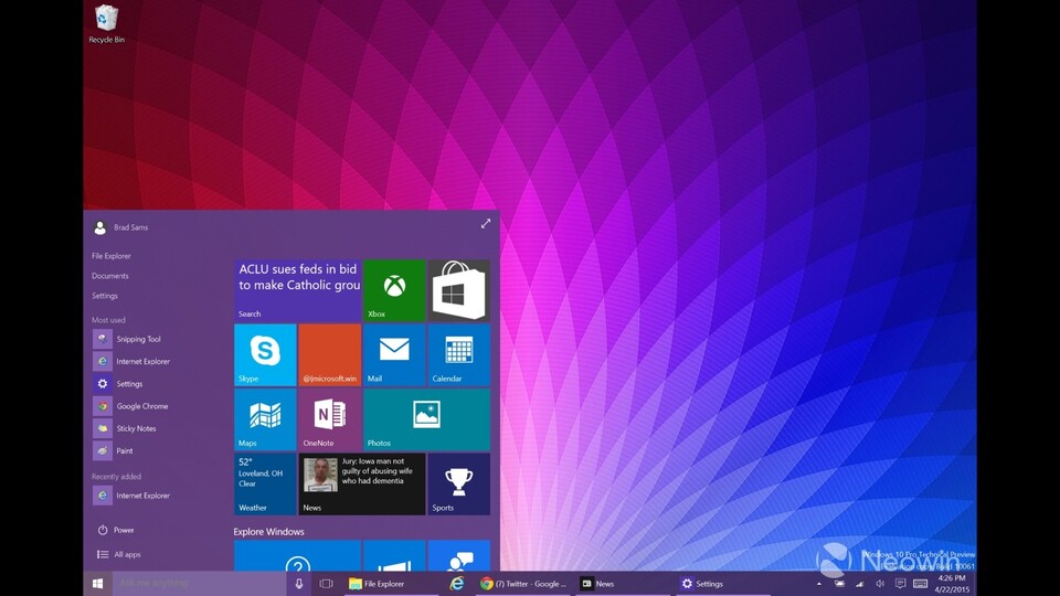 Microsoft hat Windows 10 als Build 10061 an Tester freigegeben. (Bildquelle: Neowin)