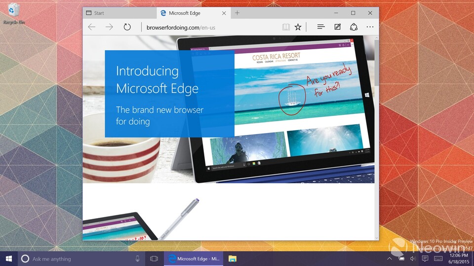 Windows 10 Build 10147 nennt den neuen Browser nun endlich Edge. (Bildquelle: Neowin)