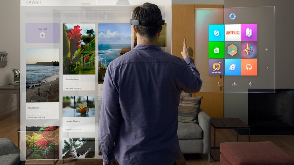 HoloLens: Microsofts AR-Brille soll 3D-Bilder in den Raum projezieren.