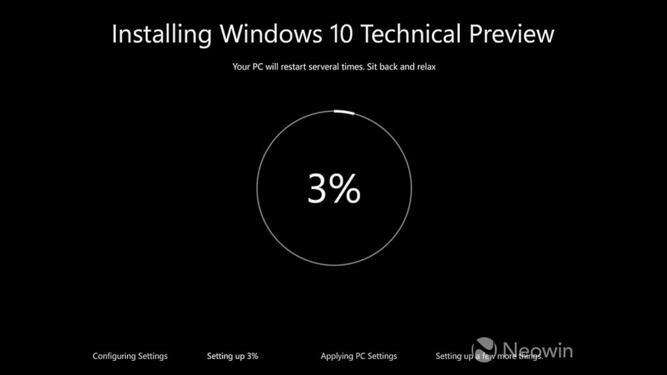Die Installation von Windows 10 erhält einen neuen Look. (Bildquelle: Neowin)