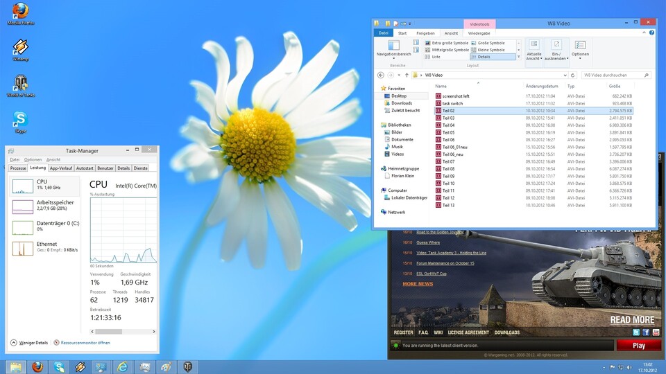 Der klassische Desktop findet sich auch in Windows 8 wieder, wenn auch nur als App.