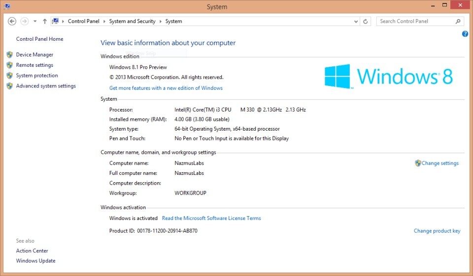 Windows 8.1 ohne Leistungsindex (laut McAkins Online)