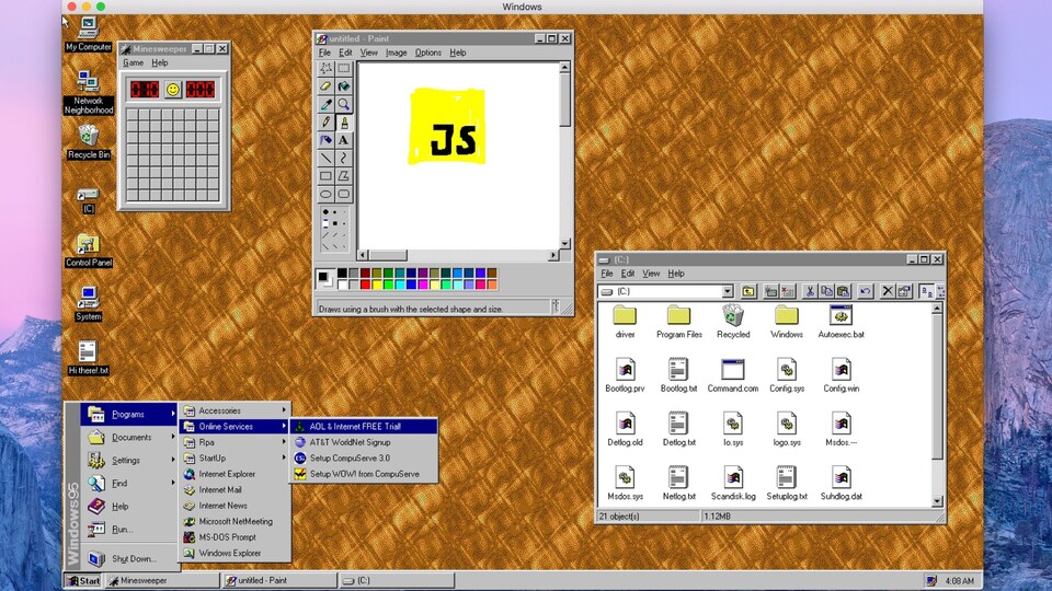 Windows 95 als App (Bildquelle: Felix Rieseberg/Twitter)