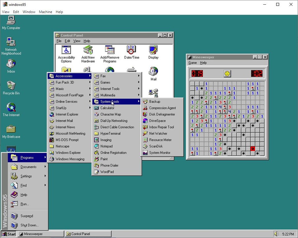 Grau und schlicht war das Startmenü von Windows 95 und dennoch eine Revolution.