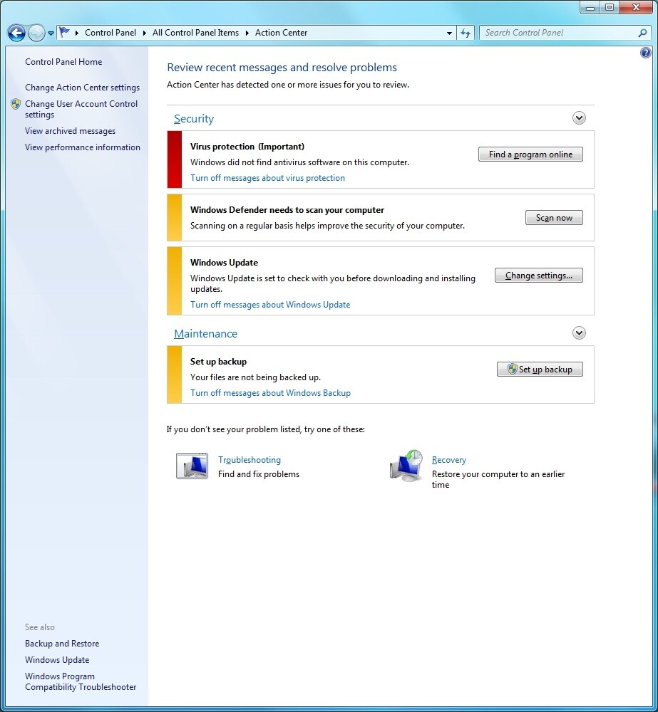 Das Action Center ersetzt bei Windows 7 das seit Windows XP präsente Sicherheitscenter.
