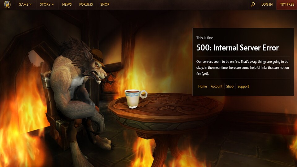 Der aktuelle Fehler-Screen von World of Warcraft.