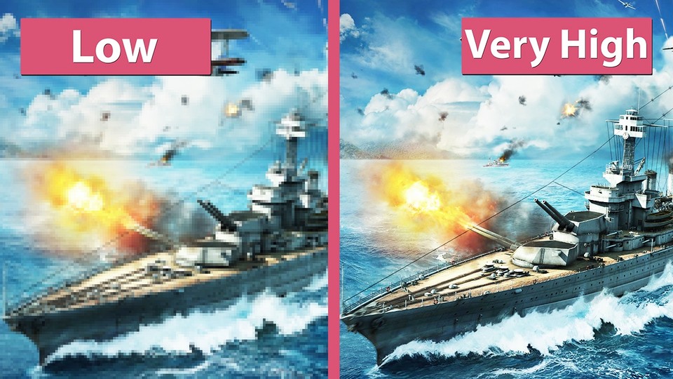 World of Warships - Niedrige und sehr hohe Detailstufen der Beta im Vergleich