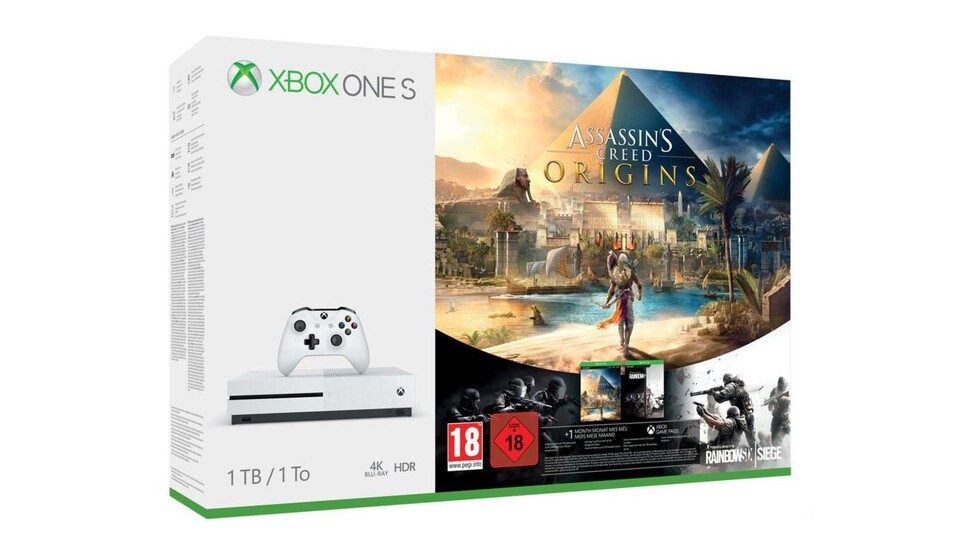 Die Microsoft Xbox One S kostet im Bundle mit Assassin's Creed Origins aktuell nur 199€.