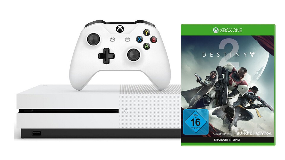 Ein Schmuckstück in weiß: Bei Microsoft ist die Xbox One S gerade mit Destiny 2 im Bundle günstig abzustauben.