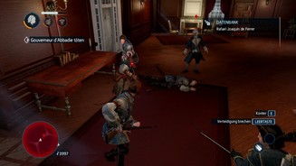 Assassins Creed: Liberation HDDie Kämpfe sind auch in Liberation wieder zu leicht. Dank der Konterfunktion schnetzeln wir uns bereits mit dem Standardarsenal durch dutzende Feinde.