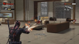 Deadpool (Xbox 360)Wer mit den Pistolen genau zielt, erledigt auch größere Feindesansammlungen im Nu.