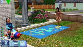 Die Sims 3: LebensfreudeZahlreiche neue Spielobjekte wie Schaukelpferd oder Hüpfbahnen erfreuen kindliche Gemüter.