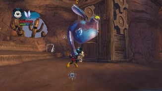 Disney Micky Epic: Die Macht der 2 (PS3)Wenn wir nicht aufpassen, packt uns einer der lilafarbenen Fieslinge und verschleppt uns. Da hilft nur ein beherzter Schlag, um dem knuddeligen Monster zu entkommen.
