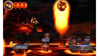 Donkey Kong Country Returns 3DDiese großen Feuerbälle lassen sich nicht einfach mal so auspusten. Gegen manche Gegenr wirkt ein kleiner Lufthauch aber wahre Wunder.