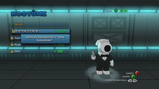 Family Guy: Zurück ins MultiversumIn futuristischen Portalen statten wir unsere Helden mit Waffen, Verbesserungen und neuen Kostümen aus.
