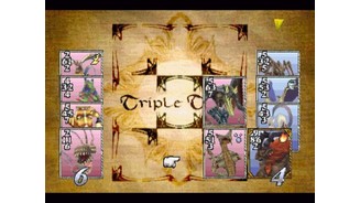 Playing Triple Triad, the in-game collectable card game