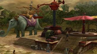 Final Fantasy XIn Spira gibt es manch eine wunderliche Gestalt. Hier sieht Tidus zum ersten Mal den Shoopuf, eine Art Ringelrüssel-Elefant.