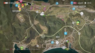 Forza Horizon 2Die übersichtliche Karte ist mit einem Knopfdruck erreicht. Hier lässt sich der Weg zum nächsten Event festlegen.