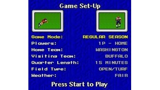 Game Set-up screen