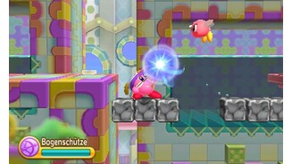 Kirby Triple DeluxeMit Pfeil und Bogen bewaffnet holen wir diesen fliegenden Bronto Burt vom Himmel.