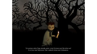 Knock-KnockAllein im Wald: Unser Protagonist führt einen von vielen Monologen.