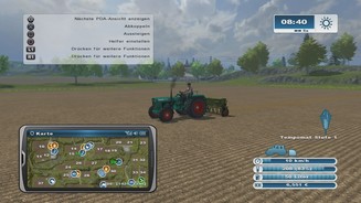 Landwirtschafts-Simulator 2013 - Screenshots aus der KonsolenversionIn der deutschen Gemeinde Hagenstedt bekommen wir anfangs nochmal einen Schnelldurchlauf durch die verschiedenen Tätigkeiten, wie hier das Säen.