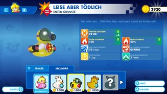 Mario + Rabbids: Kingdom BattleJeder Charakter kann zwei Waffen tragen, darunter ulkige Gadgets wie Quietscheentchen-Bomben.