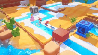 Mario + Rabbids: Kingdom BattleZwischen den Kämpfen erkundet ihr die Umgebung und löst mal mehr, mal weniger anspruchsvolle Schiebe- und Kombinations-Rätsel.