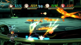Naruto Shippuden: Ultimate Ninja Storm RevolutionIm Turnier erscheinen gelegentlich Schienen am Rand der Arena, von denen wir unsere Feinde beharken können.