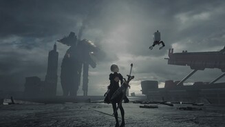 Nier: Automata
Haushohe Gegner gehören zum Androiden-Alltag, sie erinnern fast schon an Shadow of the Colossus.