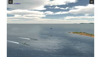 Pacific FleetZur Abwechslung greift man mit seinen Schiffen in verschiedenen Missionen auch Stützpunkte auf Inseln an.