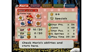 Marios status screen.