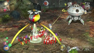 Pikmin3Die Pikmin-Zwiebel und unser Raumschiff stellen unsere Basis dar. Hier können wir beispielsweise neue Pikmin ernten.