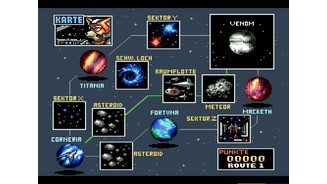 StarwingDie Galaxie im Überblick: Der Spieler kann aus insgesamt drei Routen wählen, die einen unterschiedlichen Schwierigkeitsgrad haben.