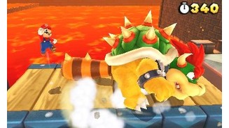 Super Mario 3D LandAuch die Gegner profitieren mitunter von den Waschbärverwandlungen. Passt auf Bowsers Stachelschweif auf!