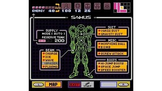 Press Start to see what equipment Samus has picked up