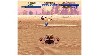 The landspeeder level uses the SNES Mode 7 effect. Soft control and excellent playability!