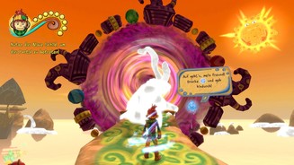 The Last TinkerDas Ziel des Abenteuers ist der große Turm im Zentrum der Stadt. Diesen erreicht Koru allerdings nur durch das Portal, das er nur mit Hilfe der drei Farbgeister öffnen kann.
