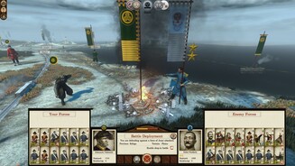 Total War: Shogun 2 - Fall of the SamuraiAuf der Kampagnenkarte können Schiffe (rechts) küstennahe Städte bombardieren.