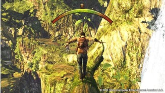 Uncharted: Golden AbyssVerliert ihr auf einem Baumstamm oder einem schmalen Steg die Balance, müsst ihr die PS Vita nach rechts und links neigen, um nicht abzustürzen.