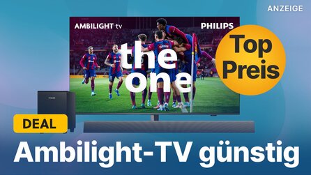 Teaserbild für Ambilight 4K-TV zum Schnäppchenpreis sichern: Fernseher mit 55 Zoll + 120Hz jetzt mit kostenloser Soundbar abstauben