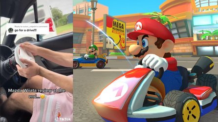 Mario Kart-Spieler baut Wii-Lenkrad in echtes Auto ein und fährt damit auf der Straße