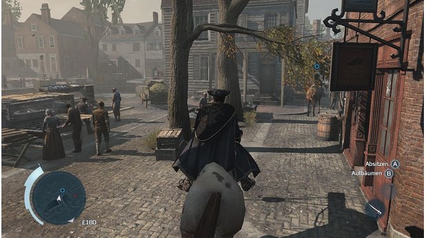 Assassins Creed 3 (Wii U)Die lebendige Spielwelt sieht auf der Wii U genauso gut aus wie auf den anderen Konsolen.