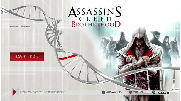 Assassins Creed Ezio CollectionÜber das Hauptmenü gelangt man schnell zu den einzelnen Spielen.