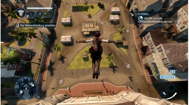 Assassins Creed: Liberation HDHaben wir die Aussichtstürme erklommen und synchronisiert, können wir wie gewohnt per Hechtsprung in einen Heu- oder Blatthaufen springen.
