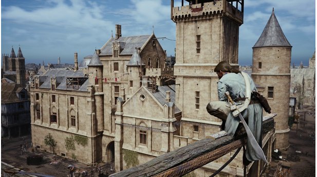 Assassins Creed UnitySo beginnen die Attentatsmissionen: Wir belauern ein großes Missionsgebiet und müssen selbst herausfinden, wie wir hereinkommen, die Zielperson finden, sie abmurksen und dann fliehen.
