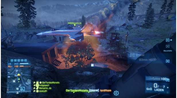 Battlefield 3 - Armored Kill-DLC (PC-Screenshots)Wer im Tal des Todes derart tief fliegt, ist entweder sehr gut oder sehr lebensmüde.