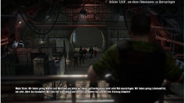 Dead Island: Bloodbath ArenaSchön, dass das Spiel in der kurzen Einführungssequenz erklärt, wieso die »Bloodbath Arena« existiert. Warum wir überhaupt dort hin reisen, bleibt aber schleierhaft.