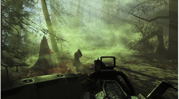 Fallout 4 - Far Harbor:
Unsere Sicht ist extrem eingeschränkt und überall um uns herum lauern Feinde. Spannend!