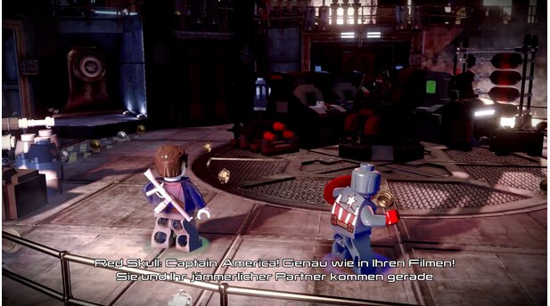 Lego Marvel AvengersIn einer Rückblende spielen wir eine Szene aus Captain Americas Film nach.